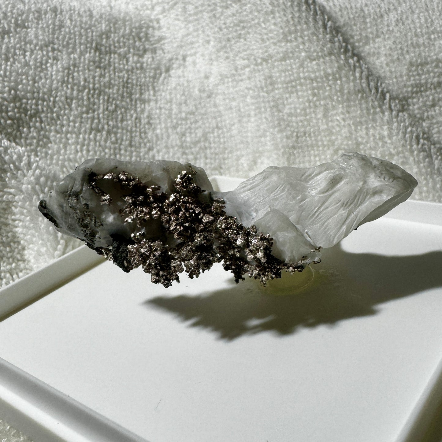 Native Silver on Calcite Display Specimen