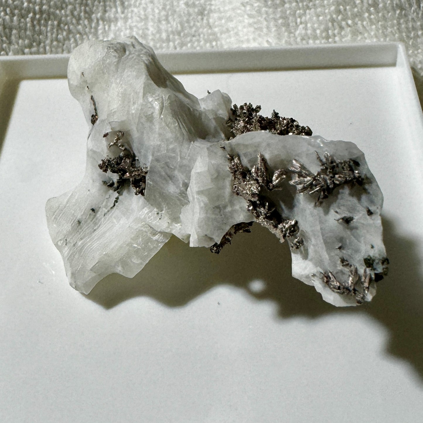 Native Silver on Calcite Display Specimen