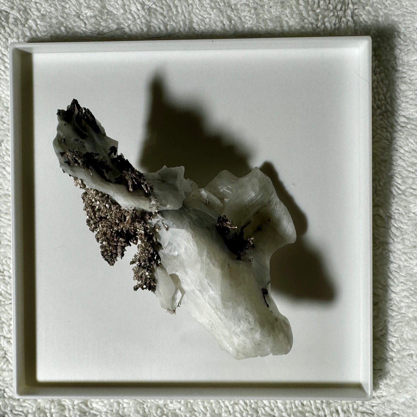 Native Silver on Calcite Display Specimen