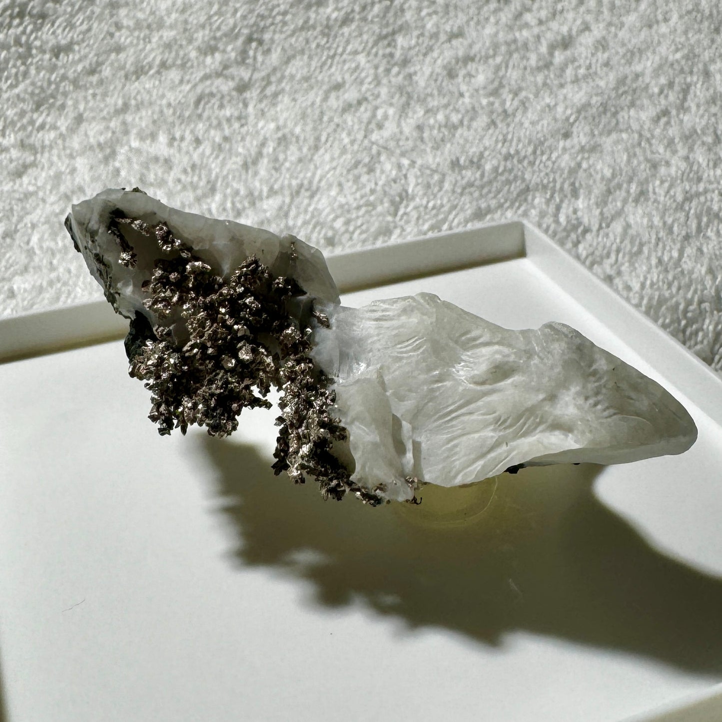 Native Silver on Calcite Display Specimen