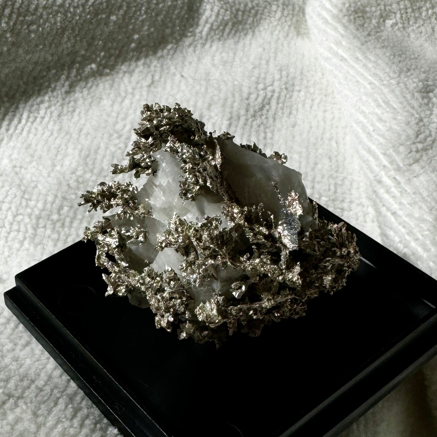 Native Silver on Calcite Display Specimen