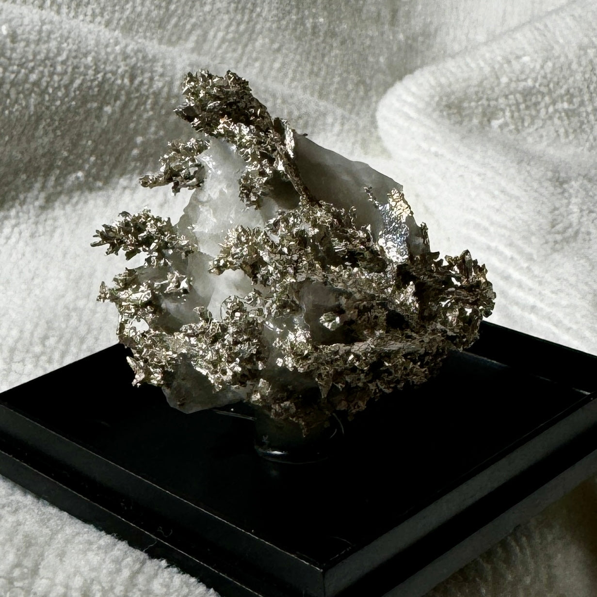 Native Silver on Calcite Display Specimen