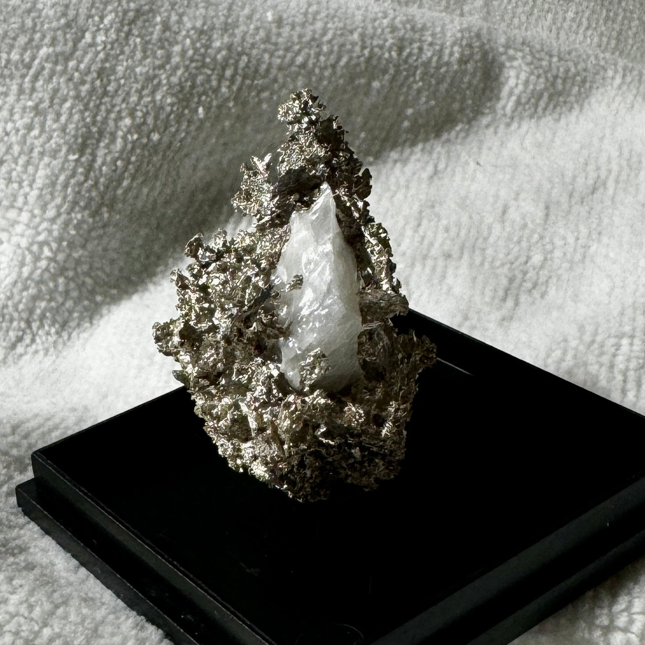 Native Silver on Calcite Display Specimen