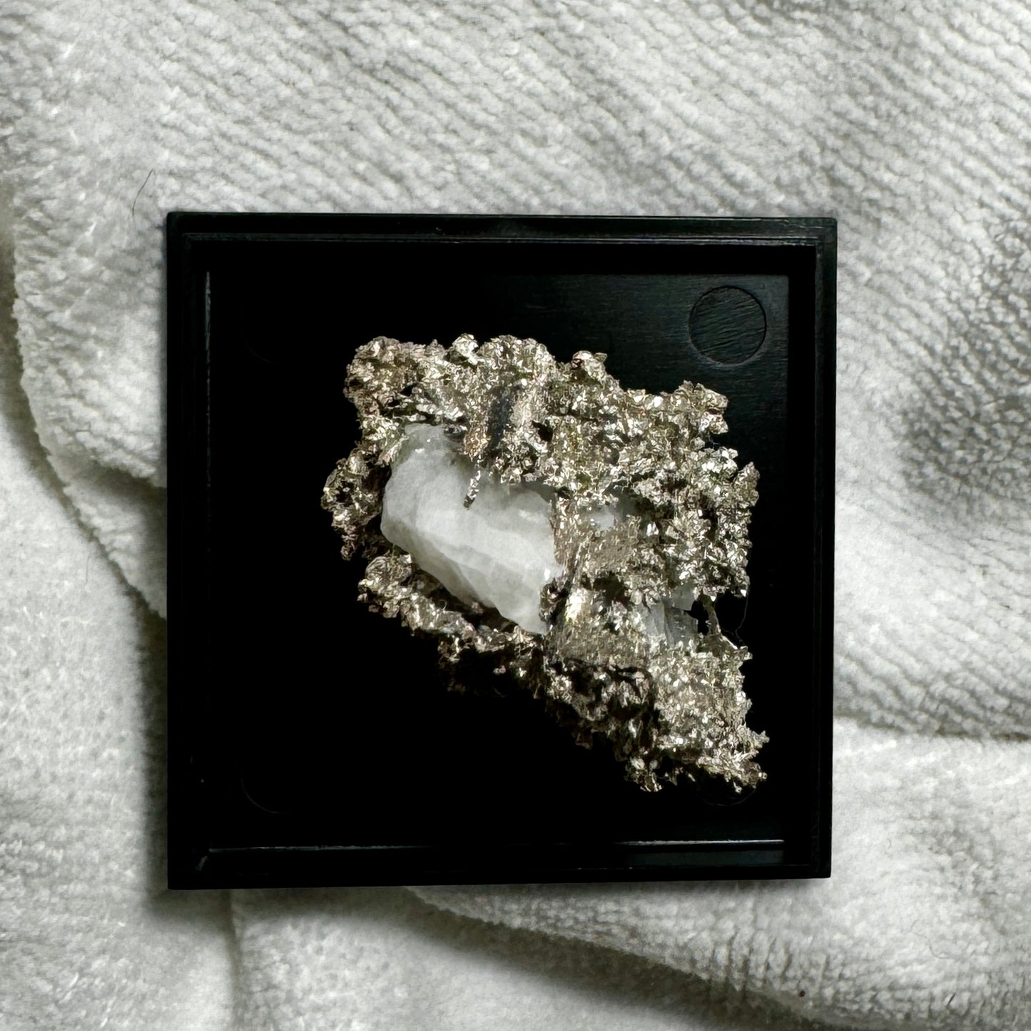 Native Silver on Calcite Display Specimen