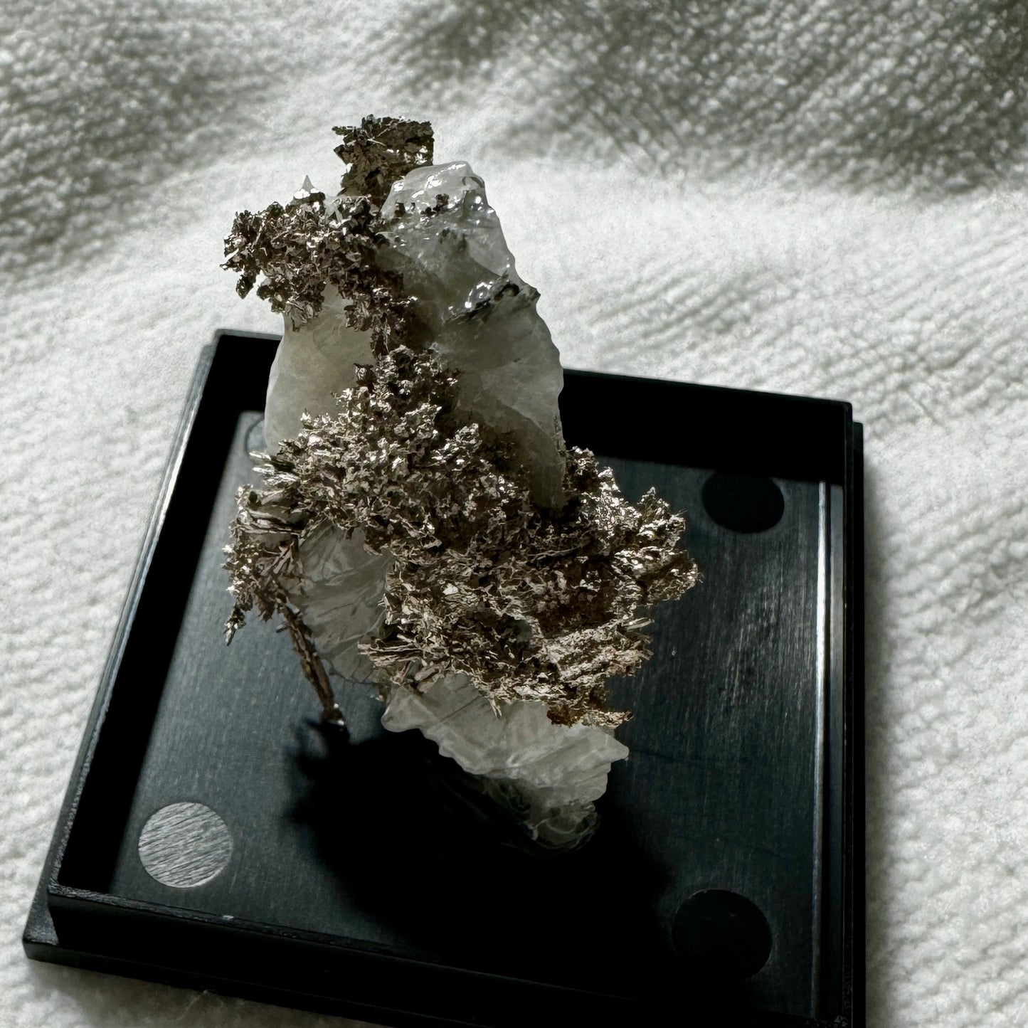 Native Silver on Calcite Display Specimen