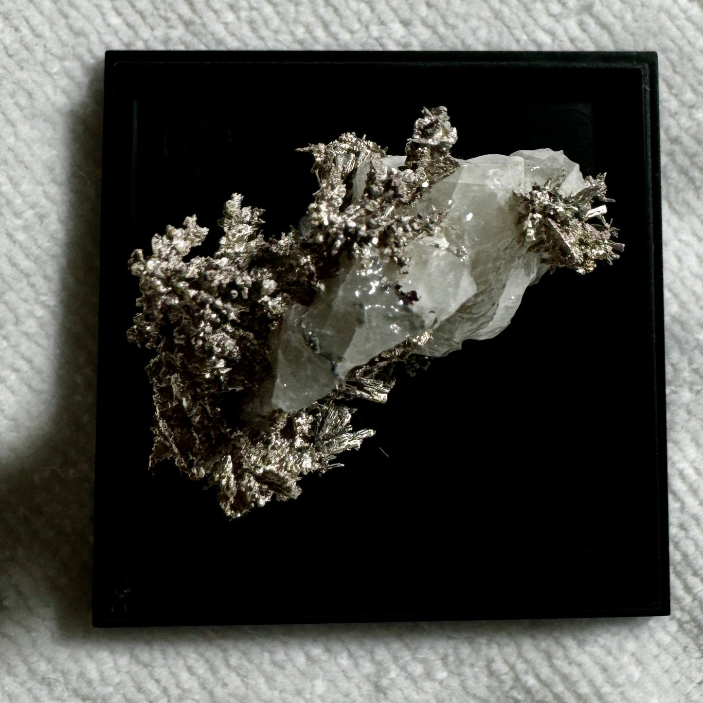 Native Silver on Calcite Display Specimen