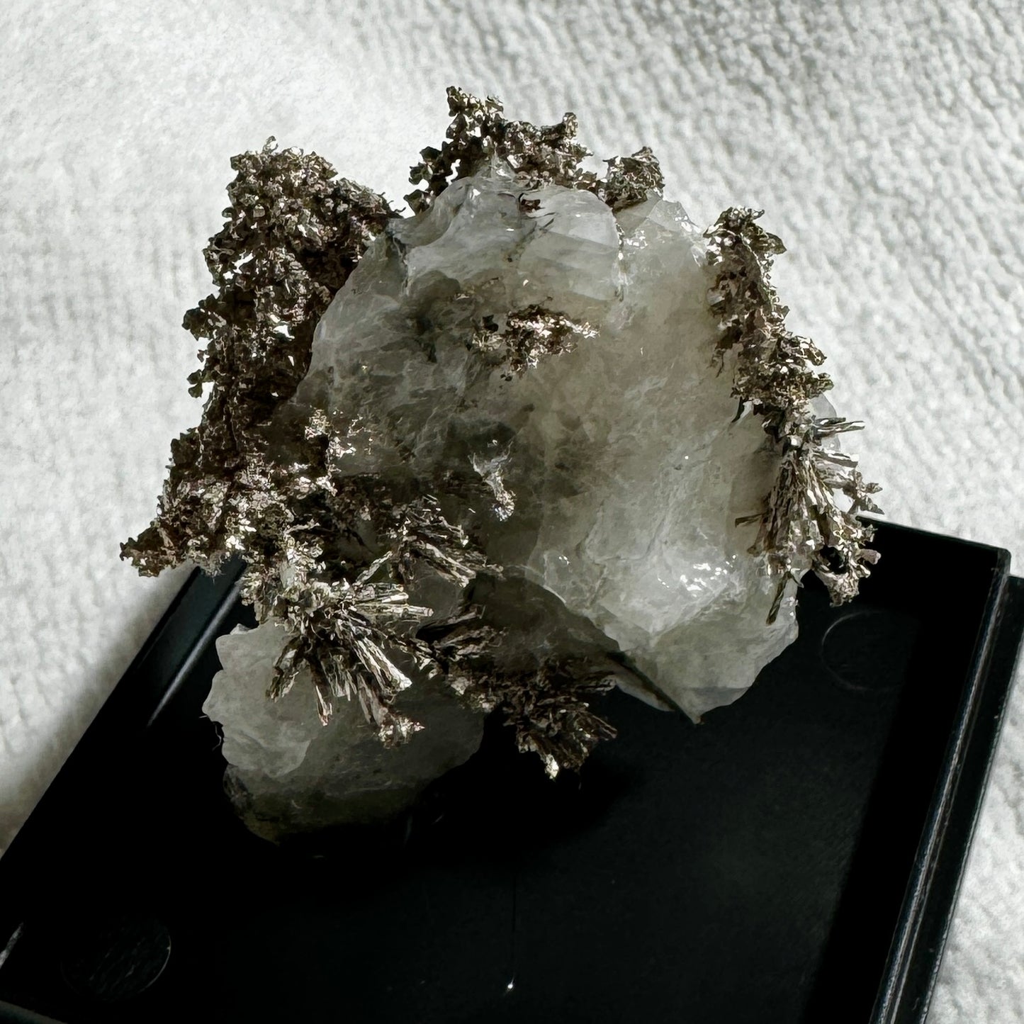 Native Silver on Calcite Display Specimen