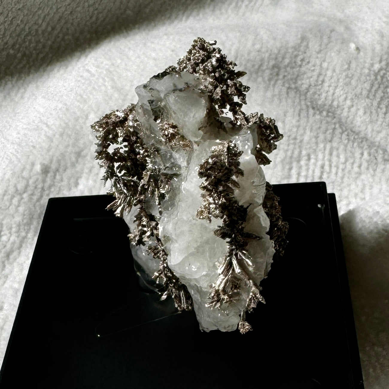 Native Silver on Calcite Display Specimen