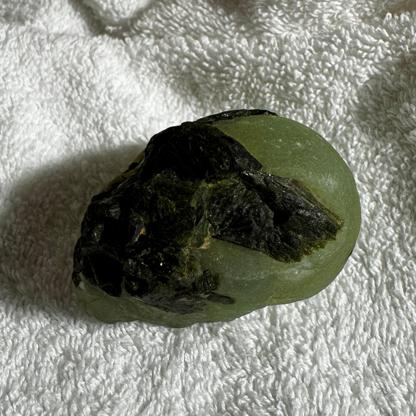 Epidote Crystals on Prehnite Nodule