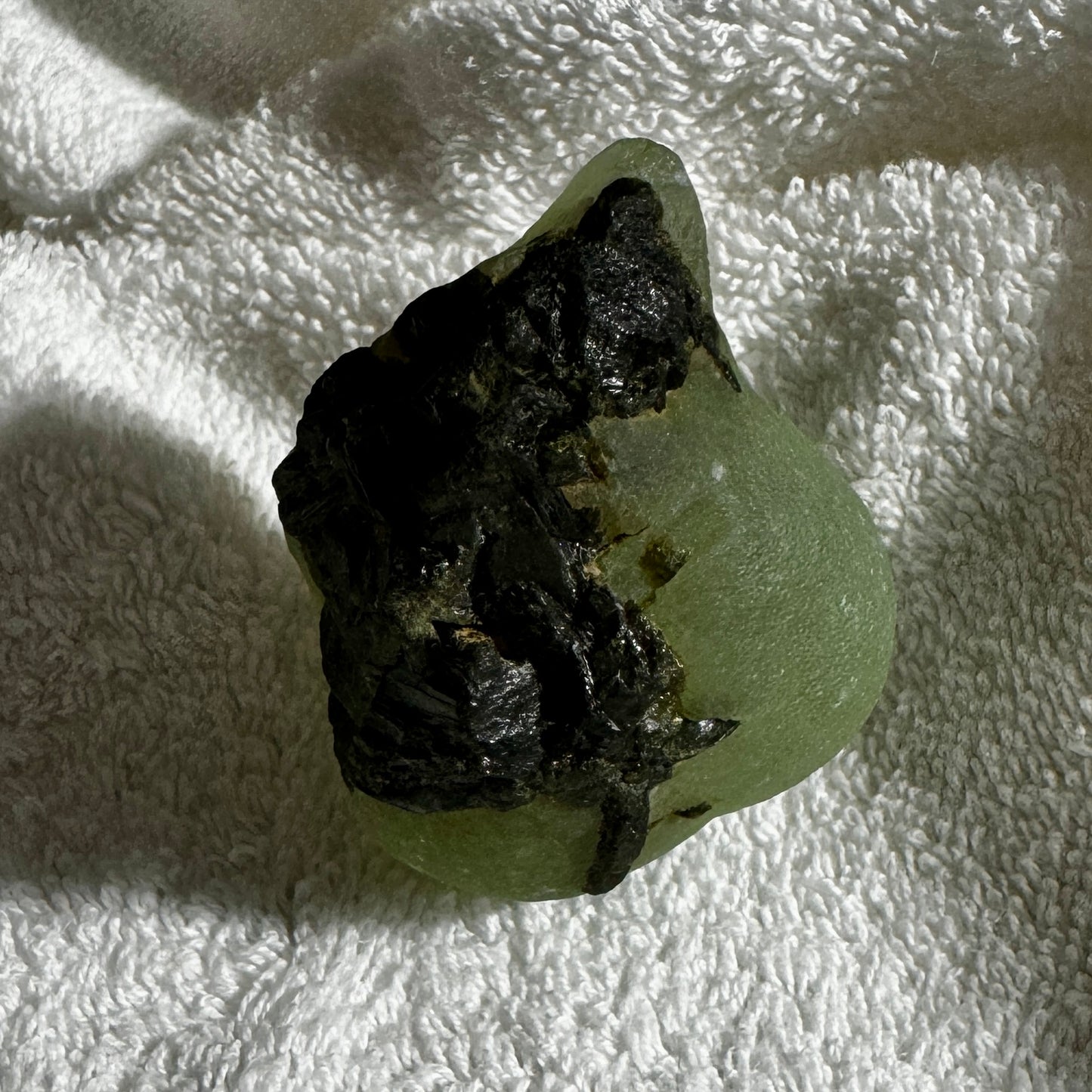 Epidote Crystals on Prehnite Nodule