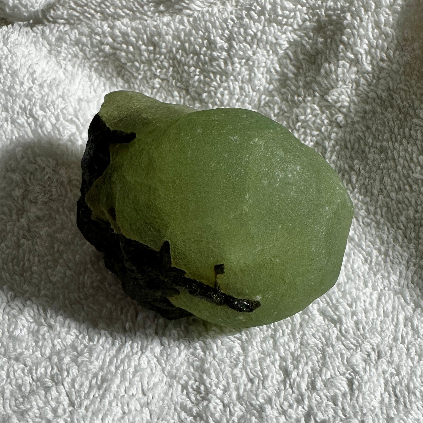 Epidote Crystals on Prehnite Nodule