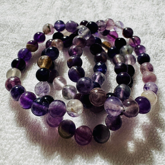 Bracelet : 8mm Purple Fluorite, 6¼"
