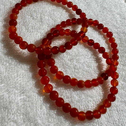 Bracelet : 6mm Carnelian : 6½", 6¾”.  Choice!