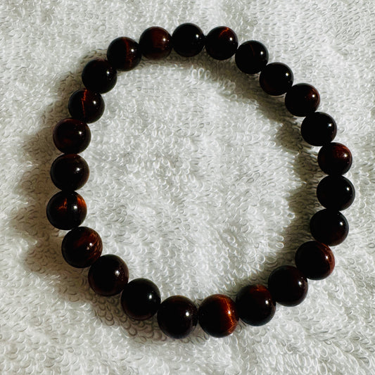 Bracelet : 8mm Red Tiger Eye, ~6¾"