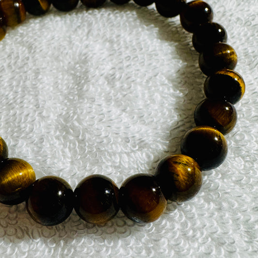 Bracelet : 8mm Tiger Eye, ~6¼"