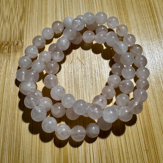 Bracelet : 8mm Light Madagascar Rose Quartz, 6¾"