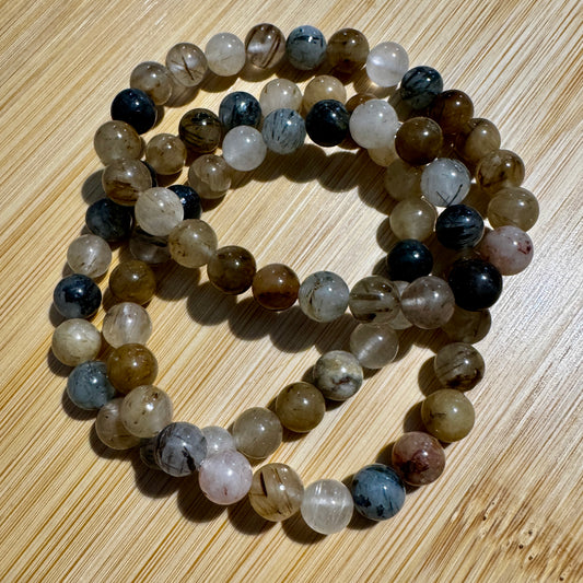 Bracelet : 8mm Rutile Quartz.  7¼", 6½".  Choice!