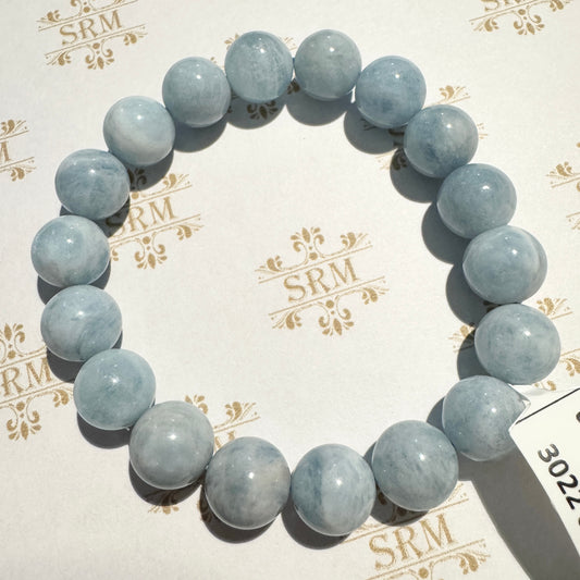 Bracelet : 9mm-10mm Aquamarine Bead, ~6¾"