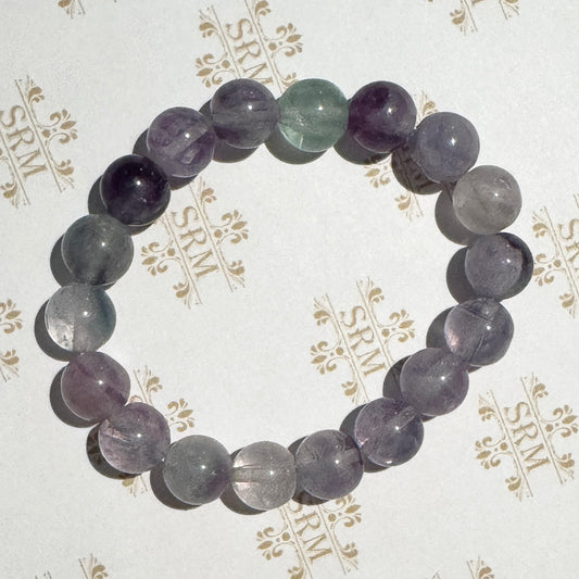 Bracelet : 10mm Rainbow Fluorite Bead, 6¾"