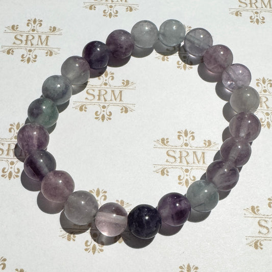 Bracelet : 8mm Rainbow Fluorite Bead, 6¾"