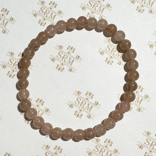 Bracelet : 6mm Strawberry Quartz Beads, 7¼"