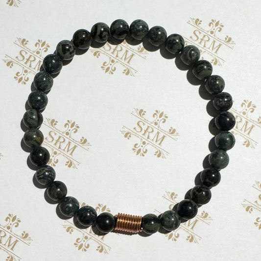 Bracelet : 6mm Kambaba Jasper with Copper Coil, 7", 7¼"