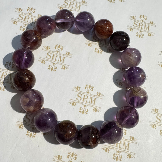 Bracelet : 12mm Super 7 Amethyst, 6", 6¼"