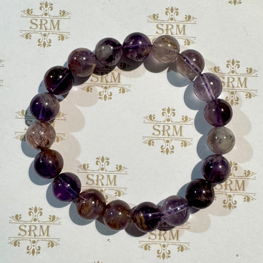 Bracelet : 10mm Super 7 Amethyst, 6¼", 6½"