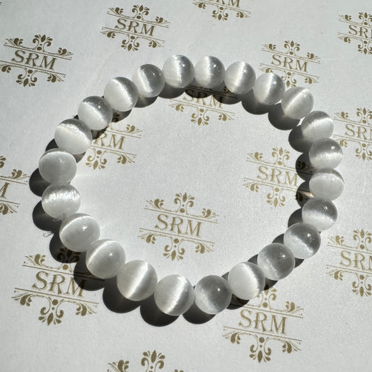 Bracelet : 8mm White Selenite, 6¼"