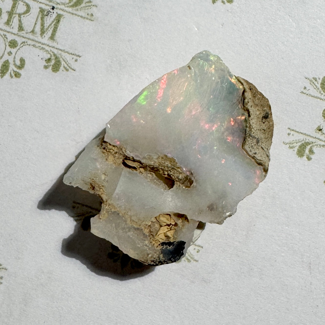Rough : Mounted : Ethiopian Welo Opal, Nice Fire, 4.2g