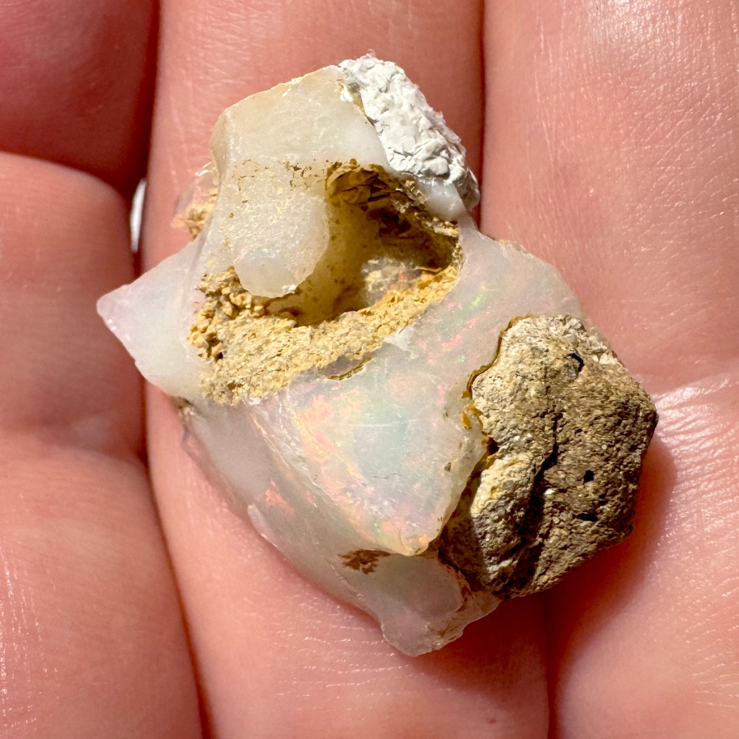 Rough : Mounted : Ethiopian Welo Opal, Nice Fire, 4.2g