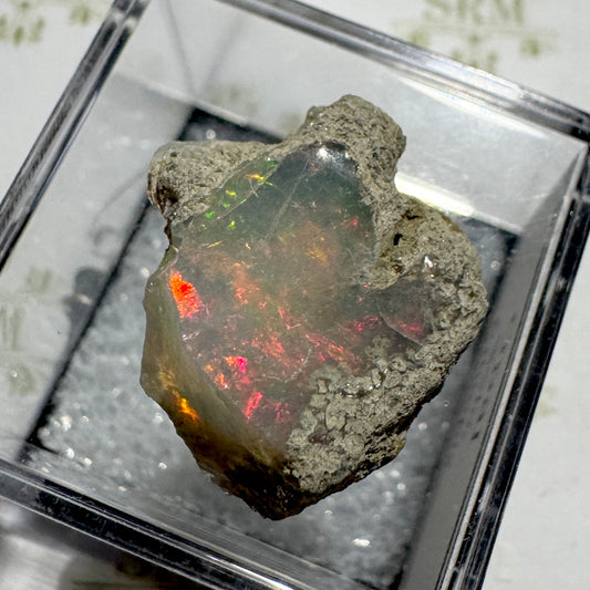 Rough : Mounted : Ethiopian Welo Opal, Nice Fire, 2.77g