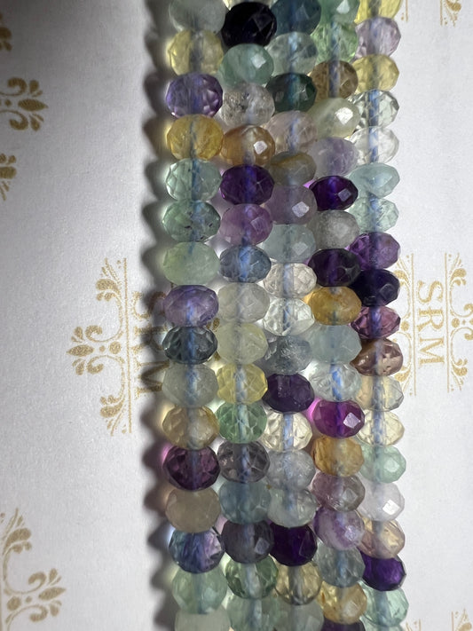 Beads : Fluorite : Faceted : 4mm x 6mm