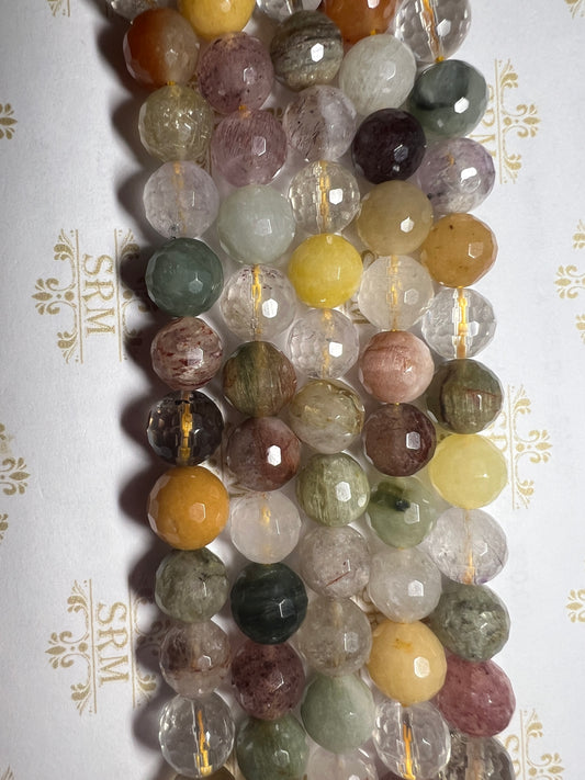 Beads : Mixed Quartz : Faceted : 10mm
