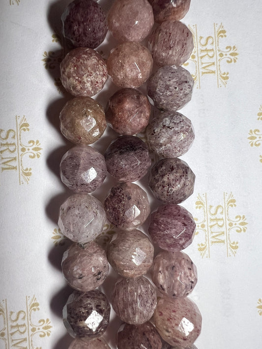 Beads : Strawberry Quartz : Faceted : 12mm