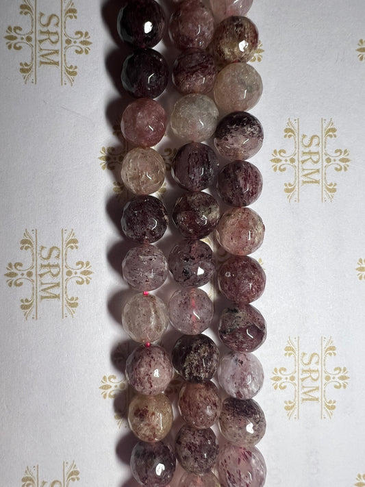 Beads : Strawberry Quartz : Faceted : 10mm
