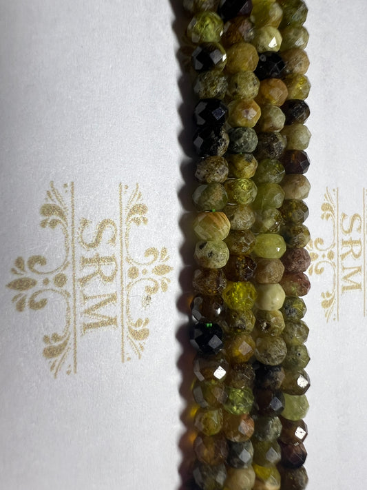 Beads : Green Garnet : Faceted : 3mm x 4mm