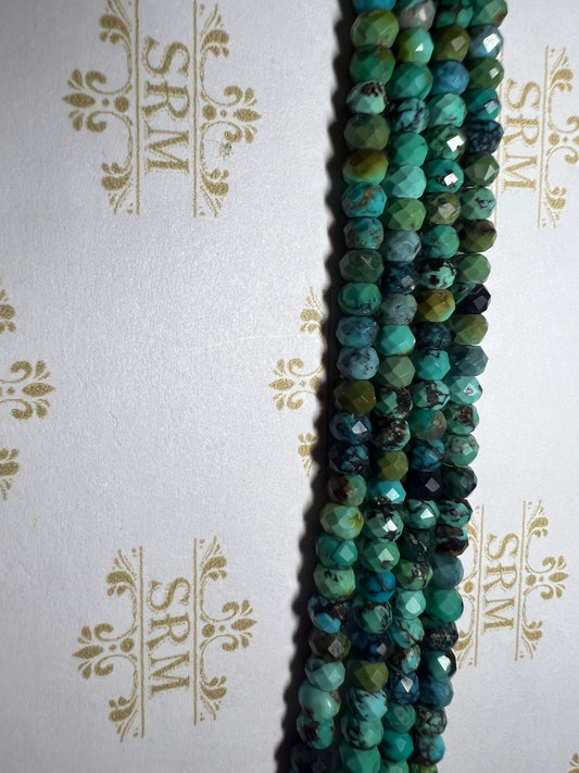 Beads : Turquoise : Faceted : Hubei : 3mm x 4mm