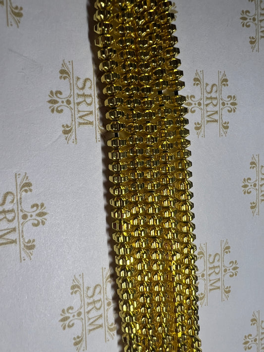 Beads : Gold Hematite : Flower : Faceted : 4mm