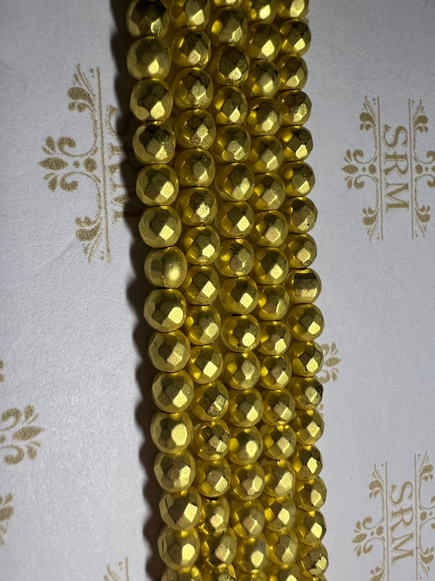 Beads : Gold Hematite : Matte Round : Faceted : 4mm