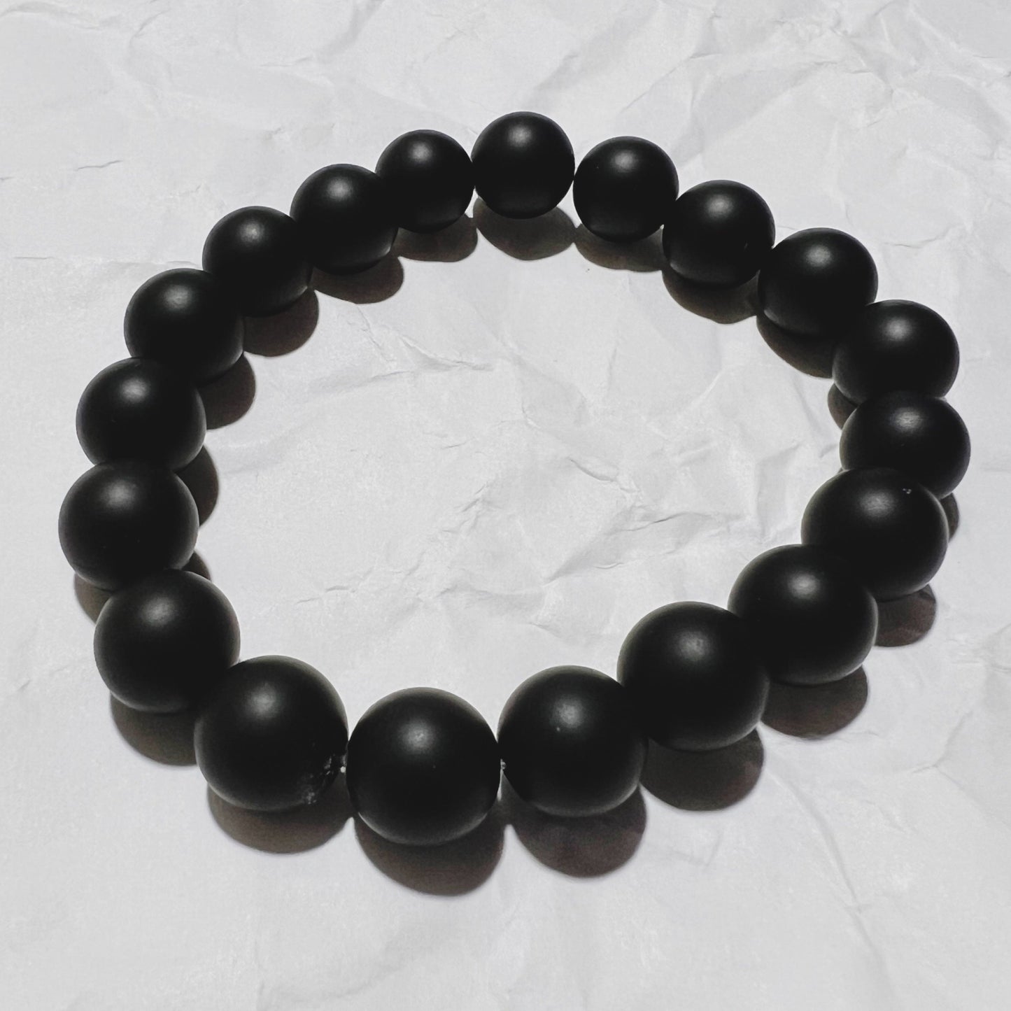 Bracelet : 10mm matte Black Tourmaline, 6½"