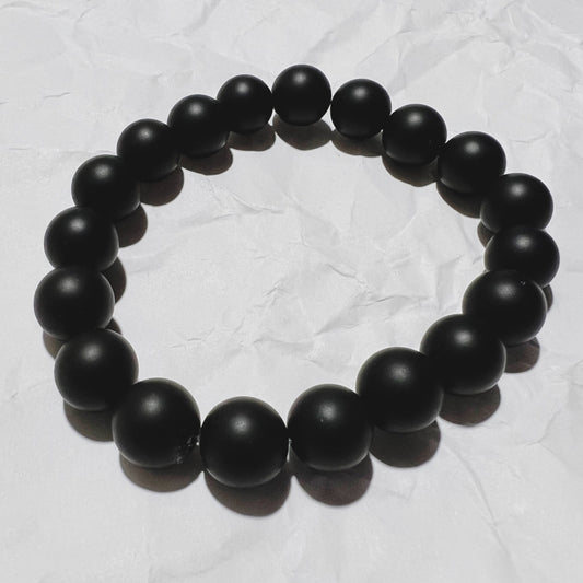 Bracelet : 10mm matte Black Tourmaline, 6½"