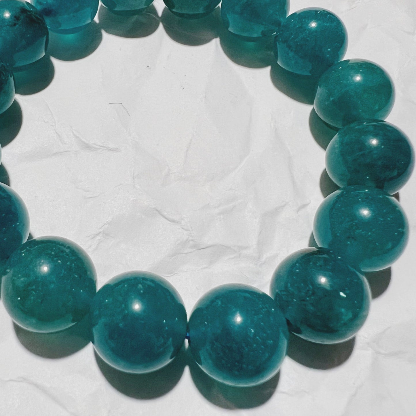 Bracelet : 12mm Blue Apatite, 6" to 6½"]